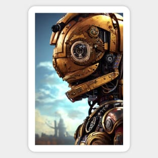 Portrait of a retro steampunk robot. Sticker